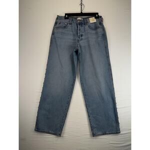 Universal Thread Jeans Womens 8 Light Wash 90s Baggy Mid-Rise Side Studs Denim